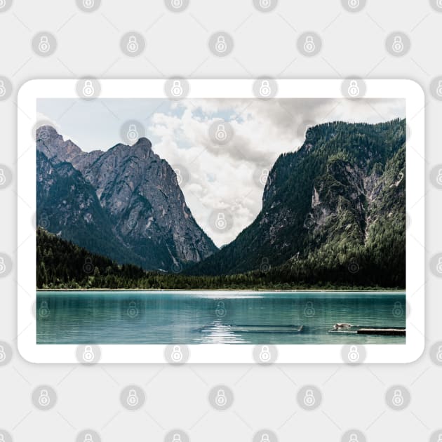 Lake in the Mountains Landscape Sticker by Luigi Veggetti